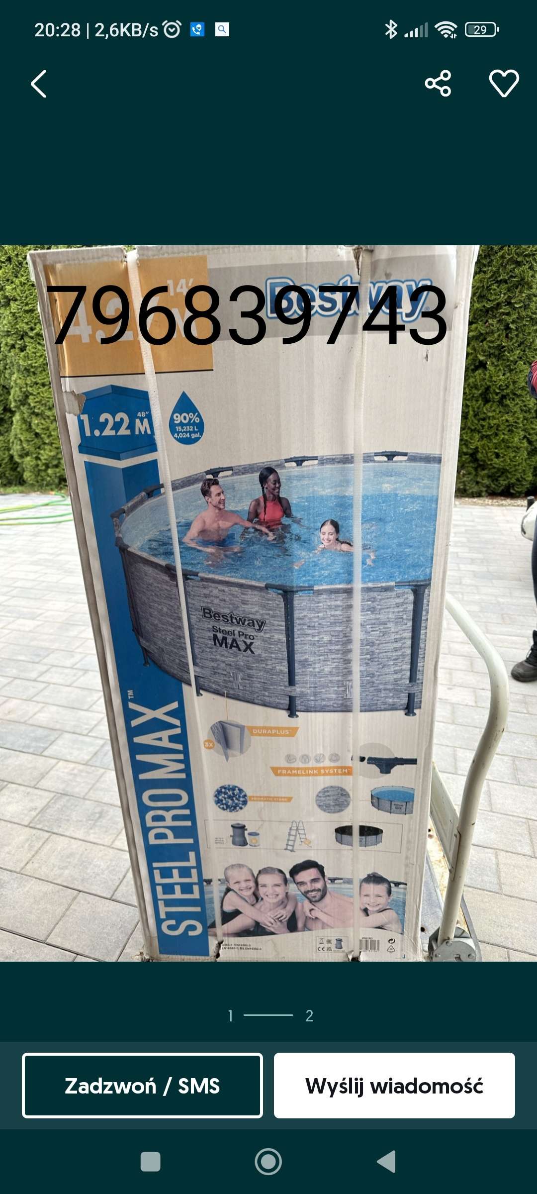 Basen ogrodowy zapakowany fabrycznie